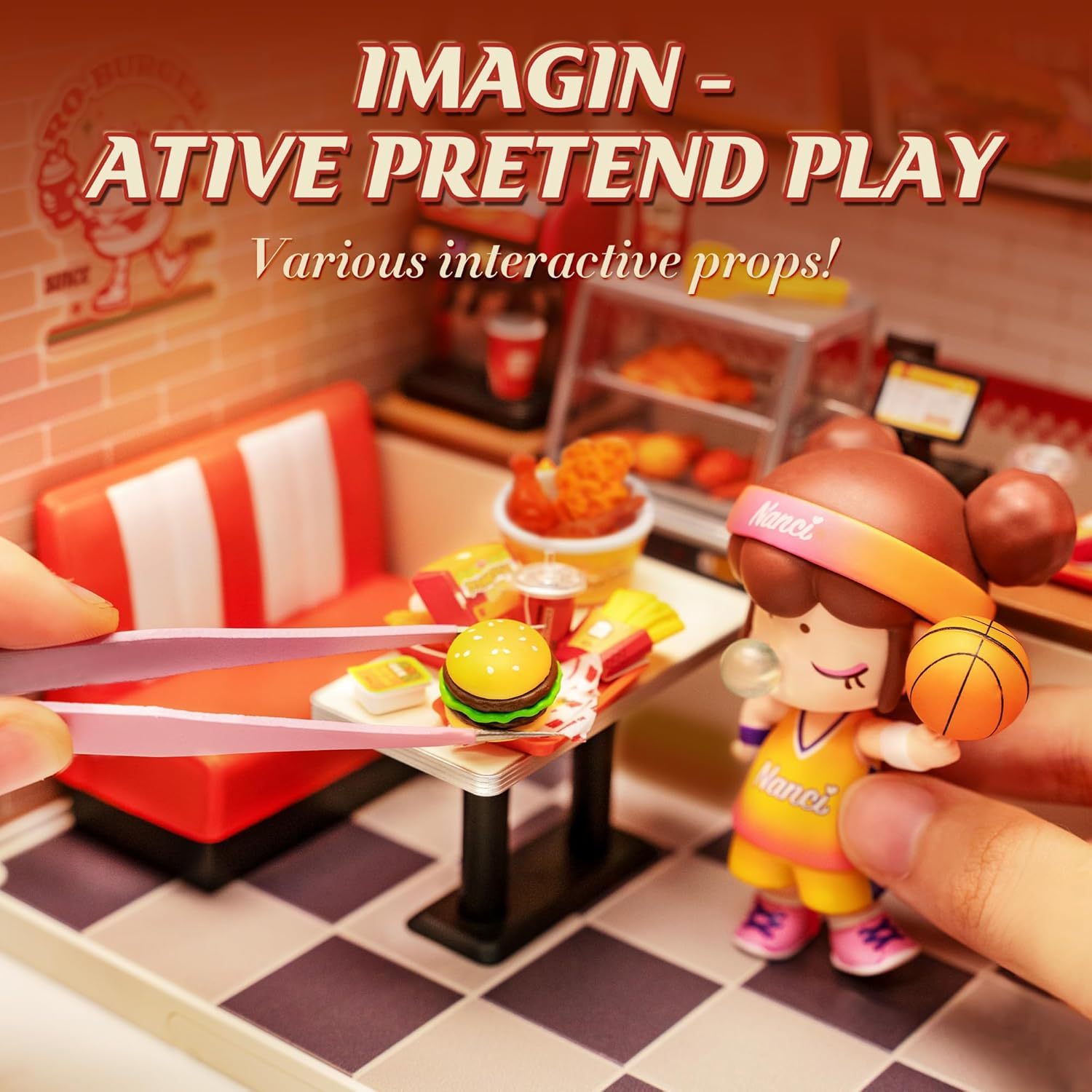 DIY Miniature Dollhouse Kits Yum Burgers With LED Building Craft DW010